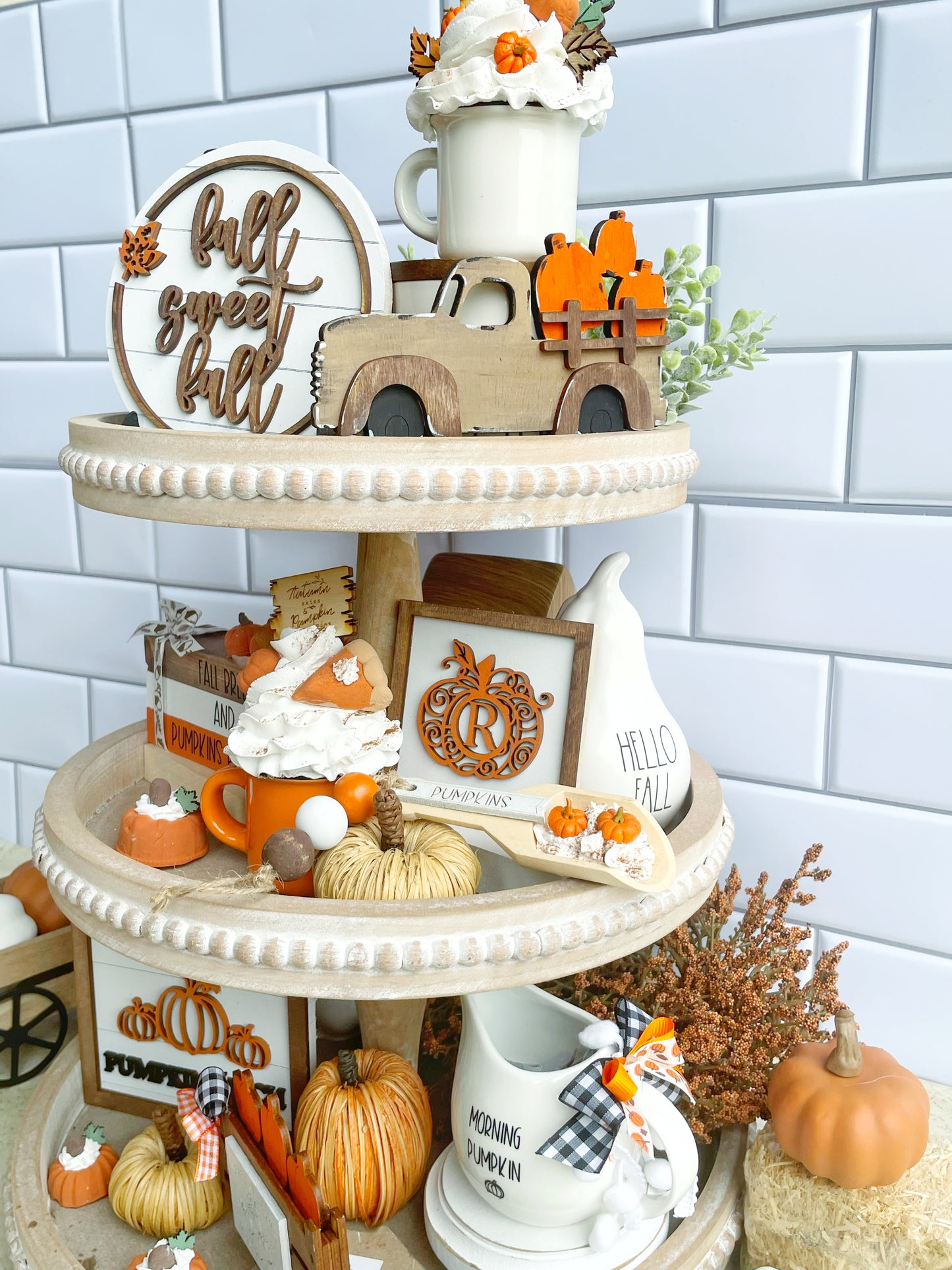 Decorative Tin Pumpkin Tray Set of 3